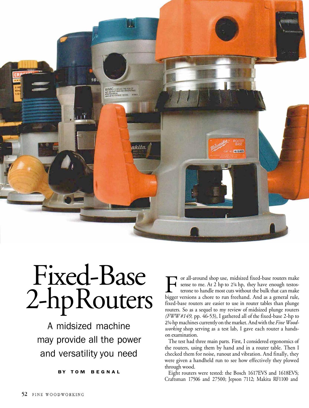 Fixed-Base 2-hp Routers by Tom Begnal