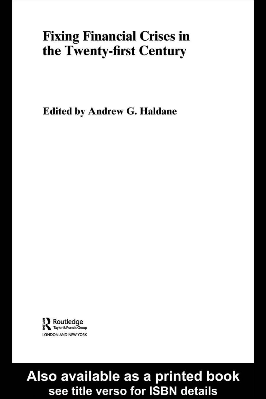 Fixing Financial Crises in the 21st Century by Andrew Haldane