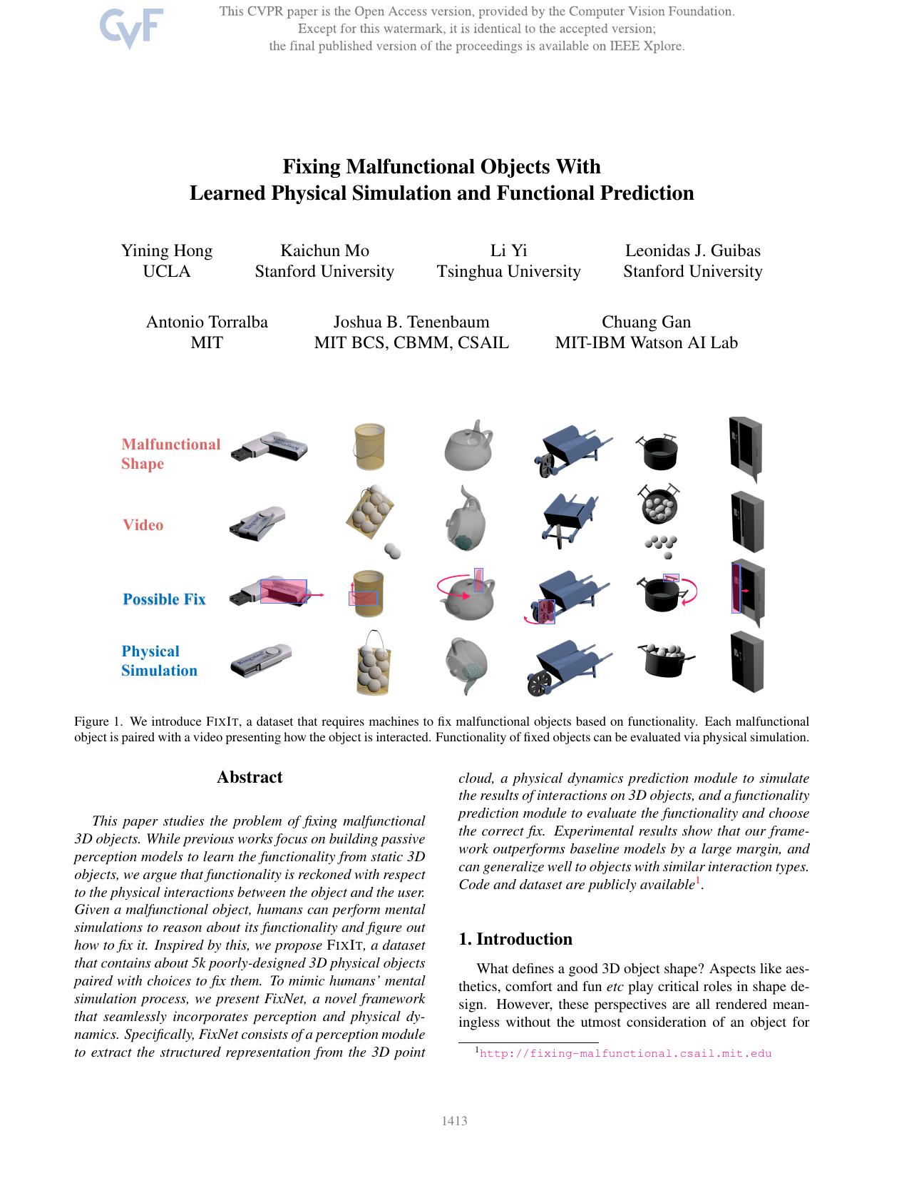 Fixing Malfunctional Objects With Learned Physical Simulation and Functional Prediction by unknow