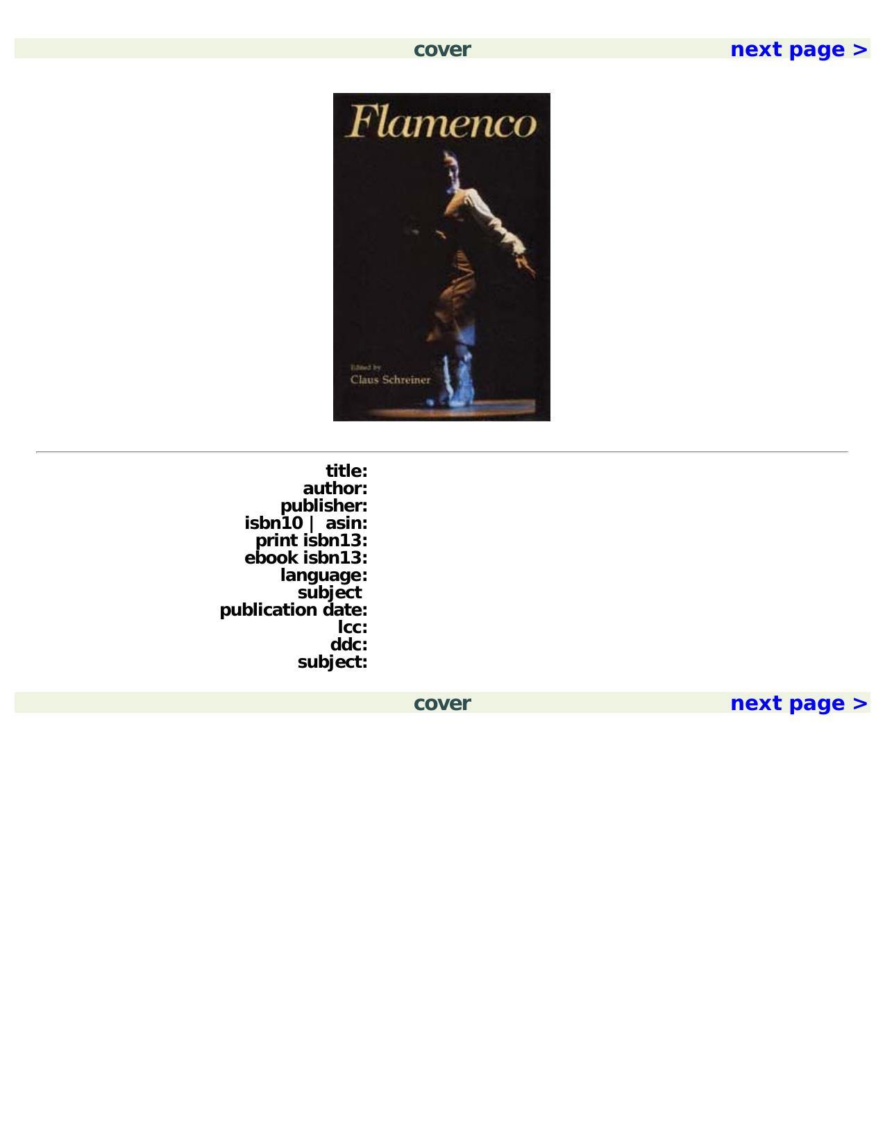 Flamenco: Gypsy Dance and Music from Andalusia by Claude Schreiner