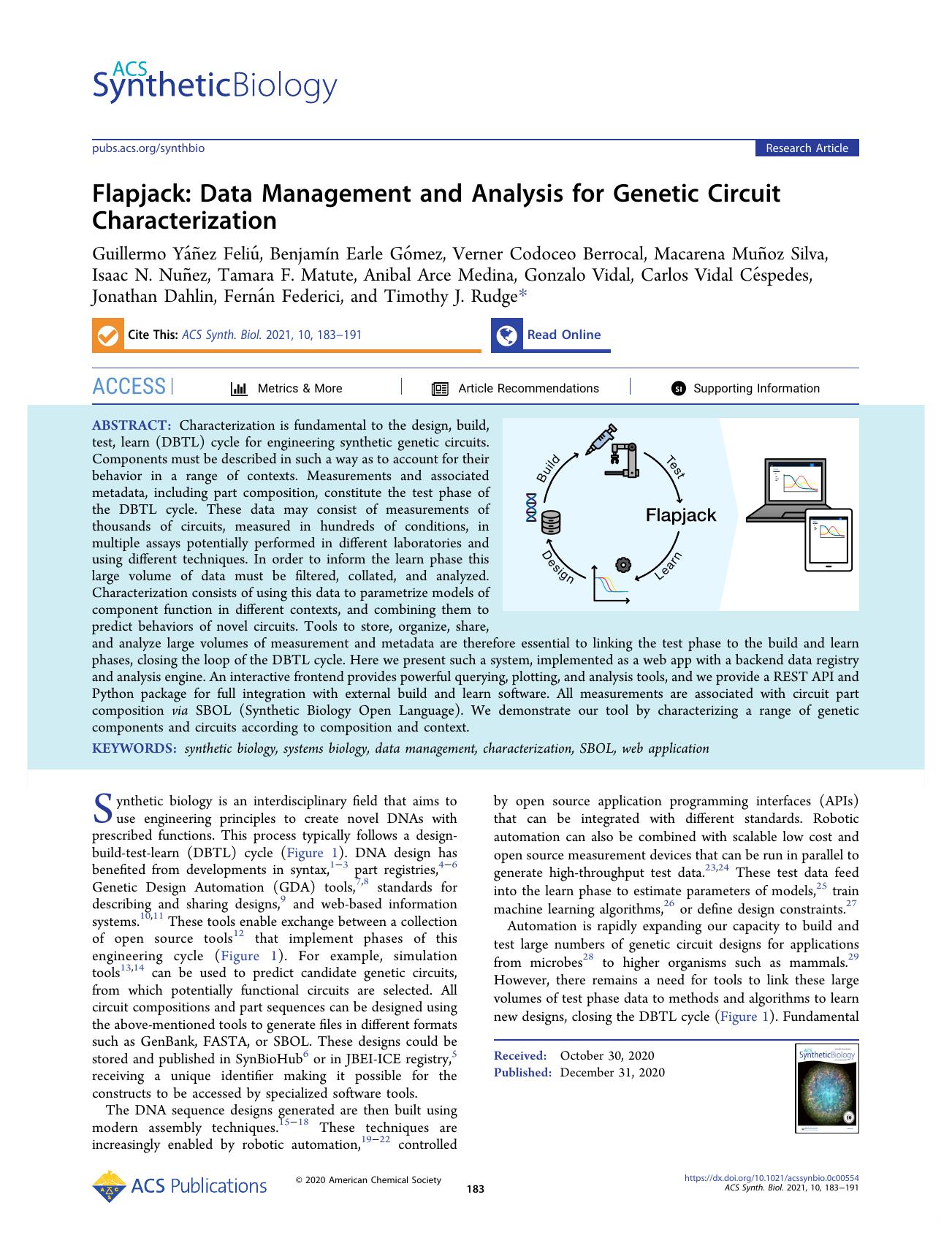 Flapjack: Data Management and Analysis for Genetic Circuit Characterization by unknow
