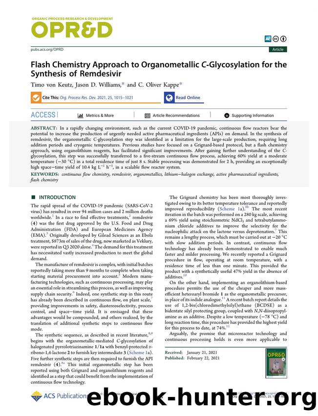 Flash Chemistry Approach to Organometallic C-Glycosylation for the Synthesis of Remdesivir by Timo von Keutz Jason D. Williams and C. Oliver Kappe