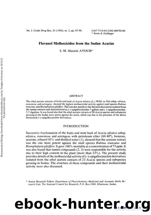 Flavanol Molluscicides from the Sudan Acacias by S. M. Hussein Ayoub