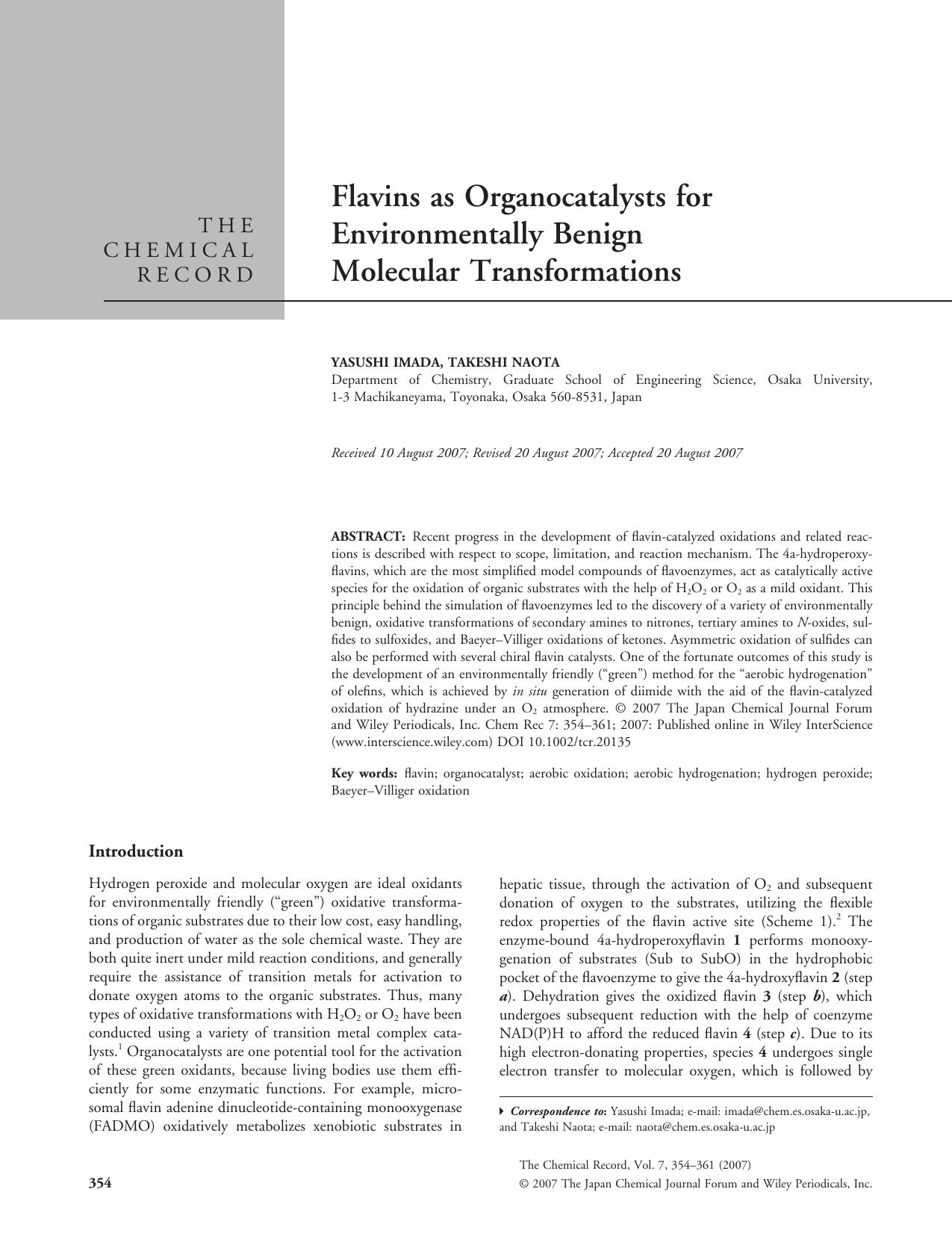 Flavins as organocatalysts for environmentally benign molecular transformations by PC