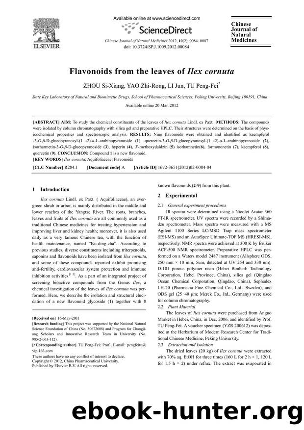 Flavonoids from the leaves of Ilex cornuta by Si-Xiang ZHOU & Zhi-Rong YAO & Jun LI & Peng-Fei TU