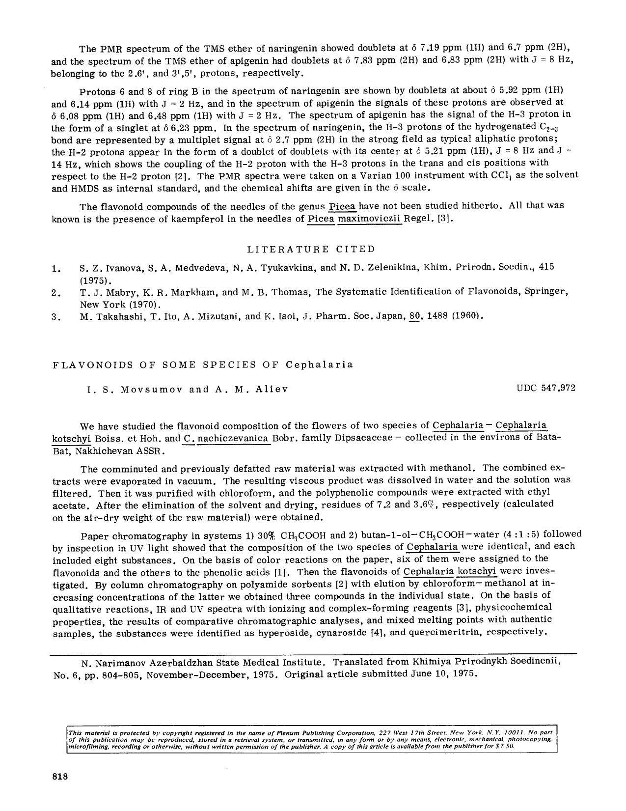 Flavonoids of some species of Cephalaria by Unknown