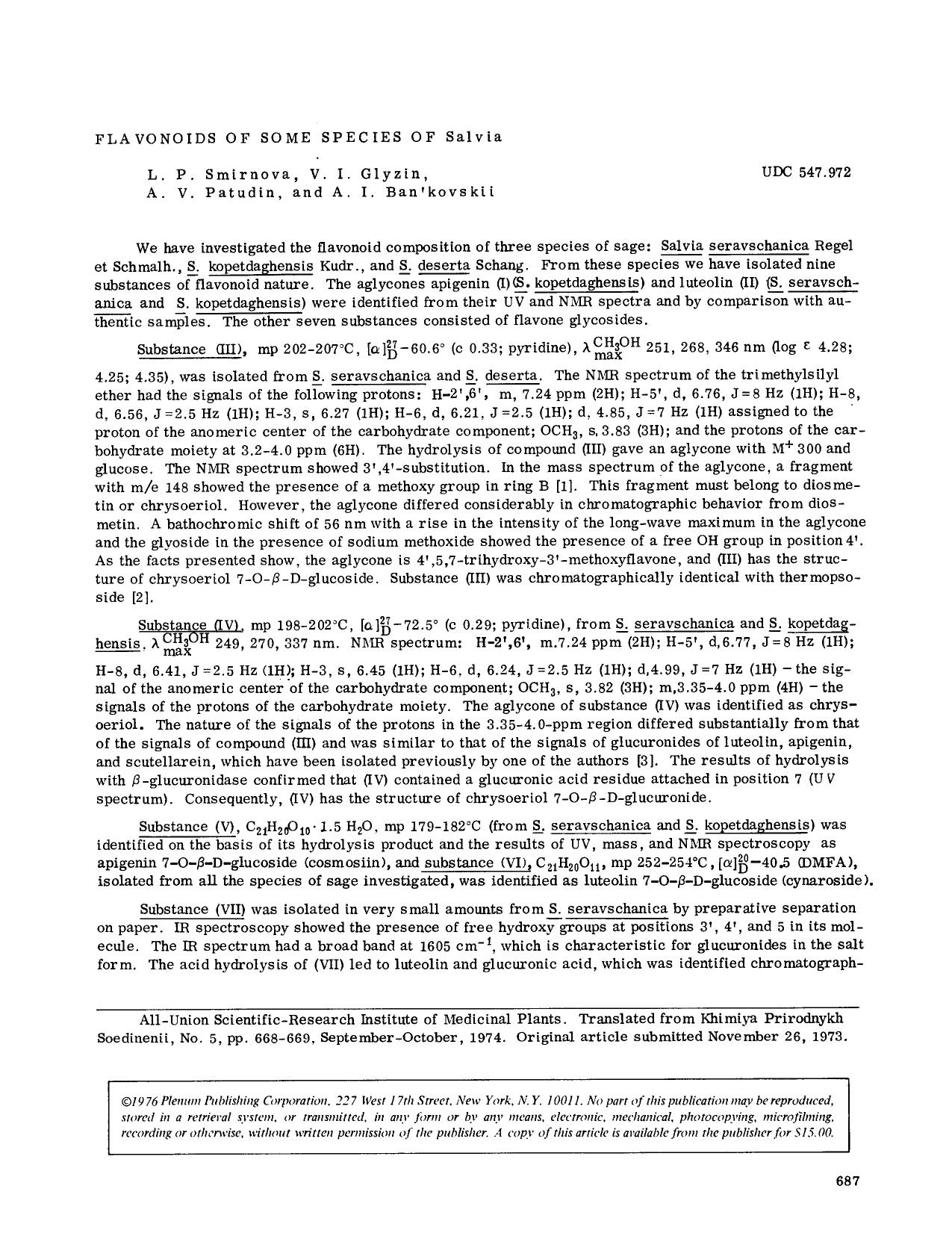 Flavonoids of some species of Salvia by Unknown