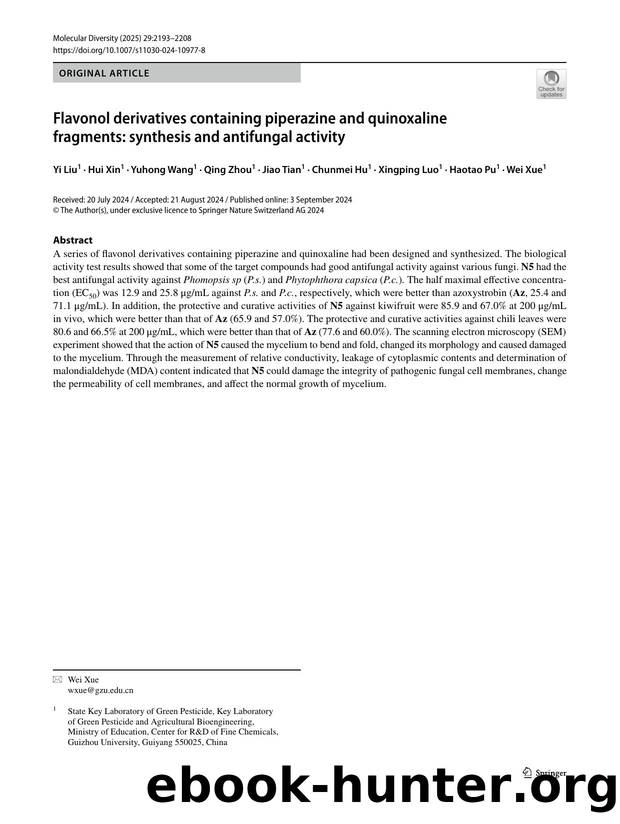 Flavonol derivatives containing piperazine and quinoxaline fragments: synthesis and antifungal activity by unknow