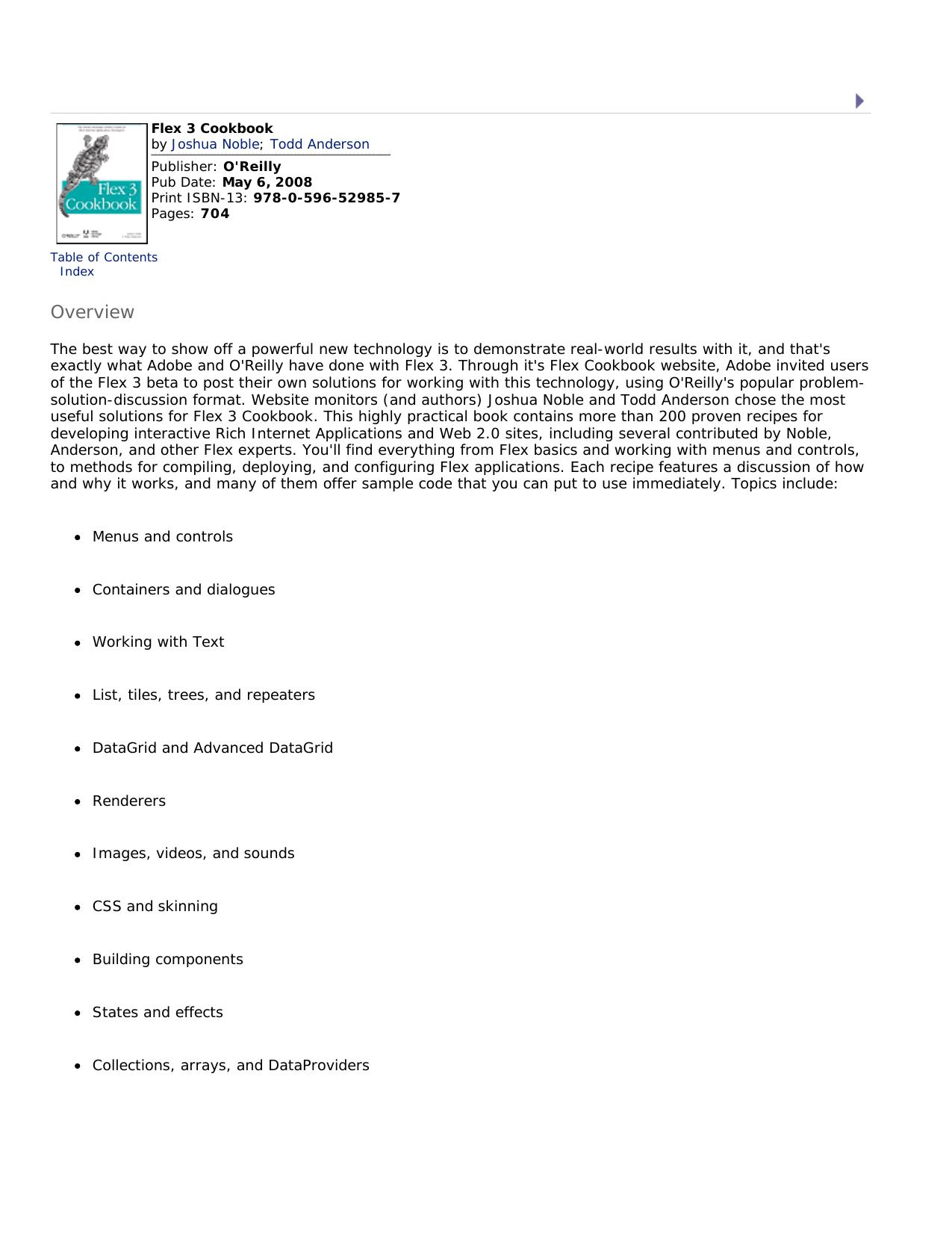 Flex 3 Cookbook: Code-Recipes, Tips, and Tricks for RIA Developers by Joshua Noble Todd Anderson