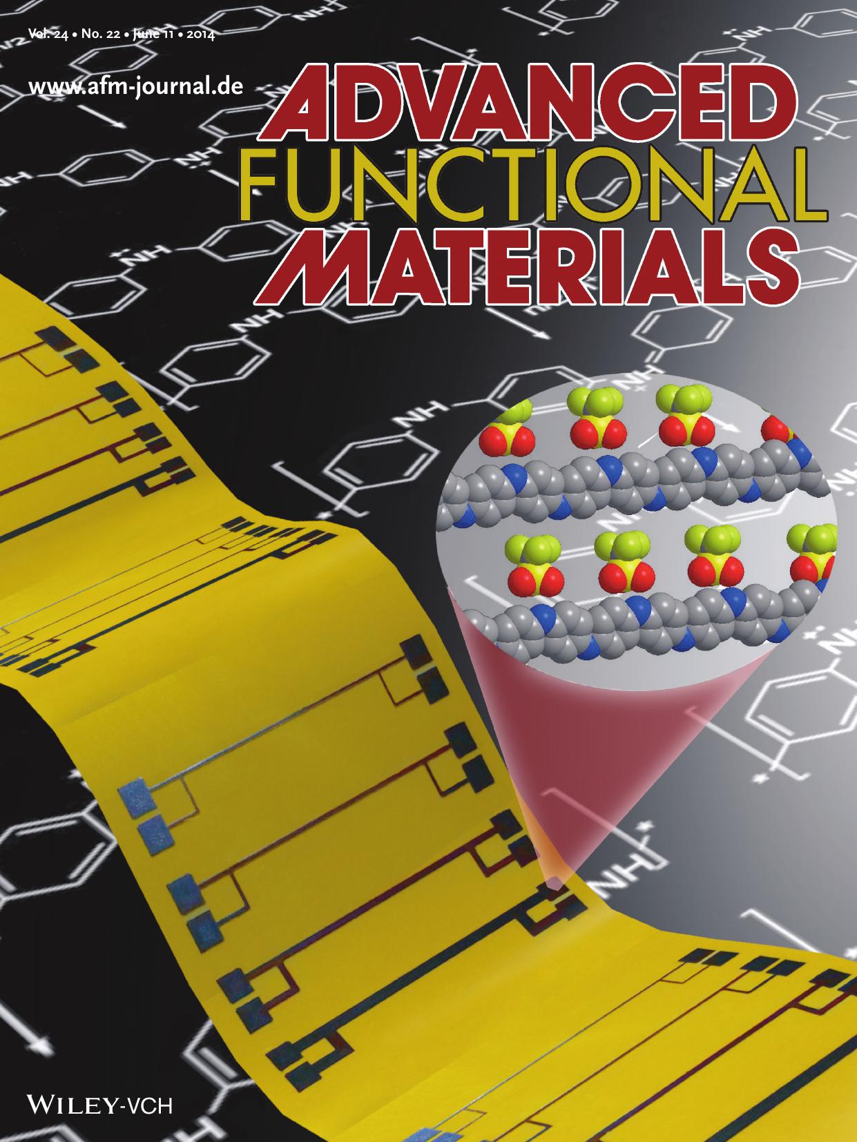 Flexible Electronics: Inkjet Printed Negative Supercapacitors: Synthesis of PolyanilineBased Inks, Doping Agent Effect, and Advanced Electronic Devices Applications (Adv. Funct. Mater. 222014) by Unknown