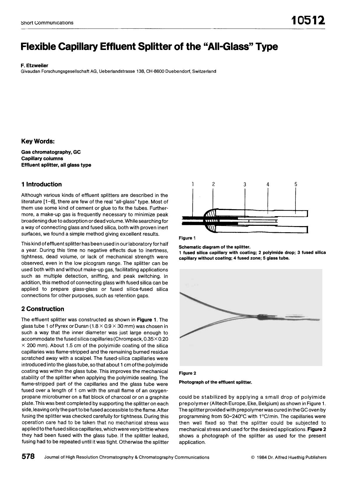 Flexible capillary effluent splitter of the "all-glass" type by Unknown