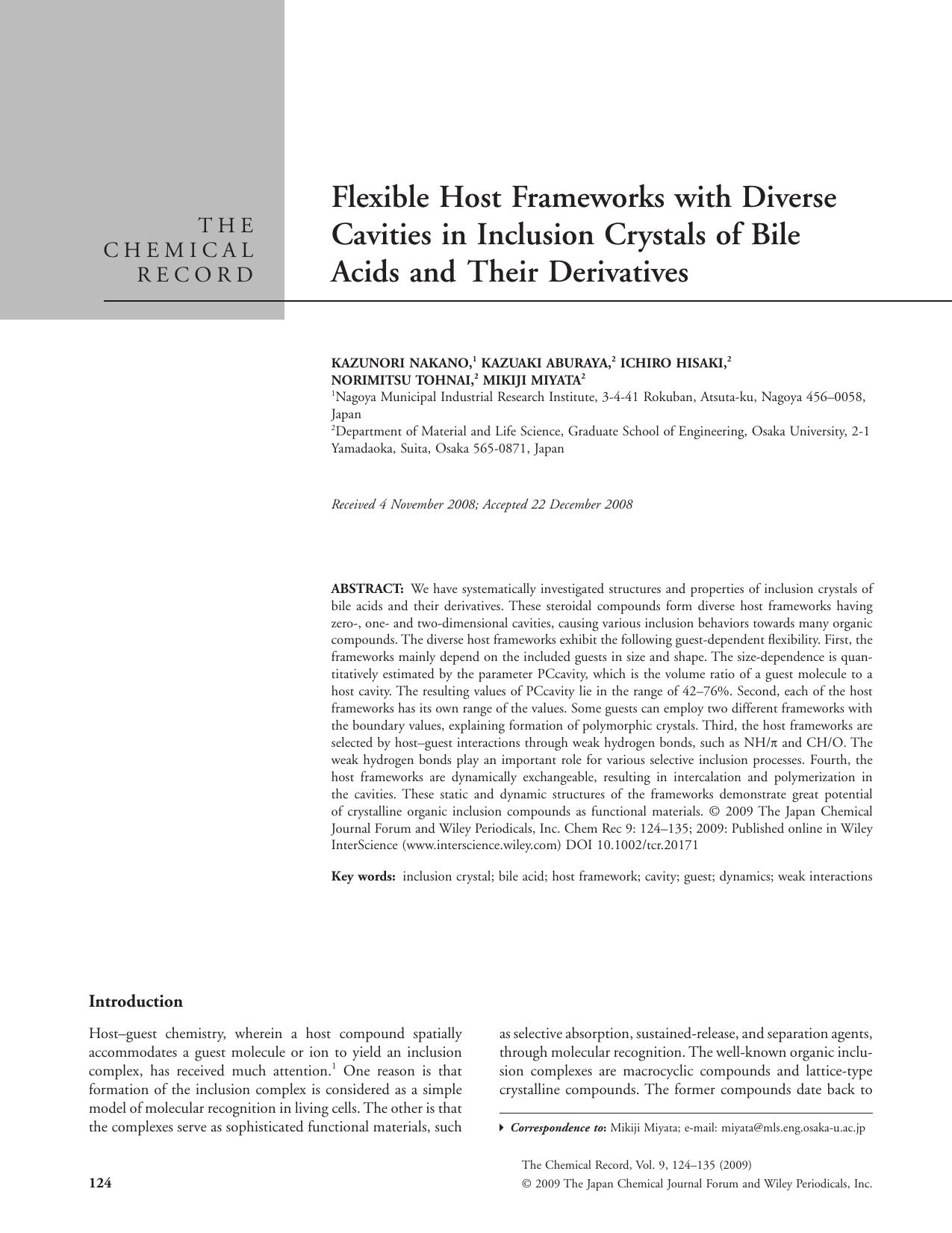 Flexible host frameworks with diverse cavities in inclusion crystals of bile acids and their derivatives by User
