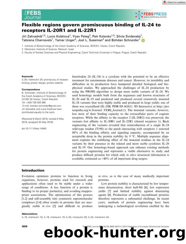 Flexible regions govern promiscuous binding of ILâ24 to receptors ILâ20R1 and ILâ22R1 by Unknown