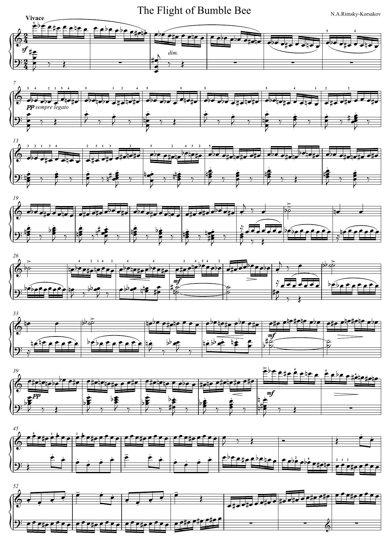 Flight Of the Bumble Bee from free scores by James2