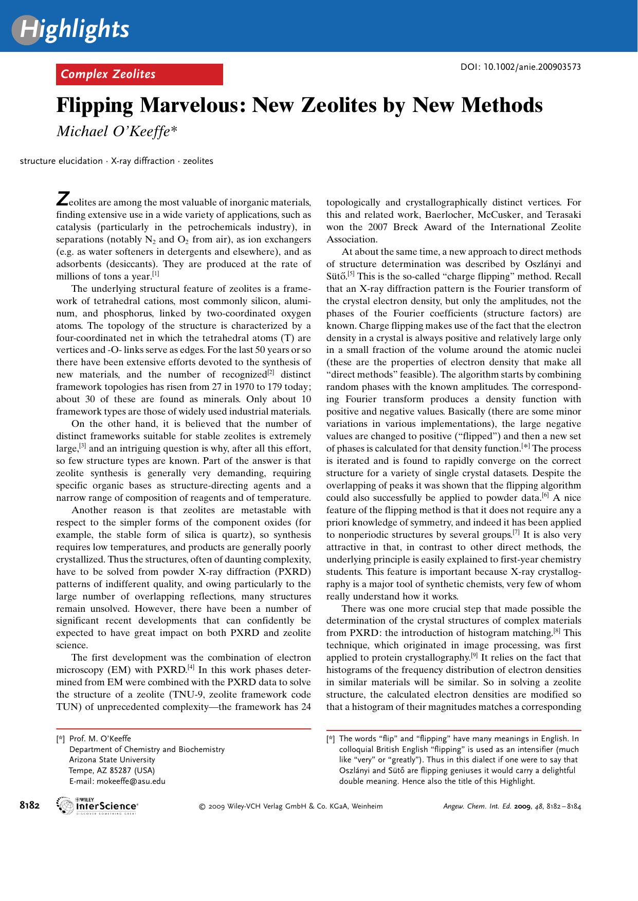 Flipping Marvelous: New Zeolites by New Methods by Unknown