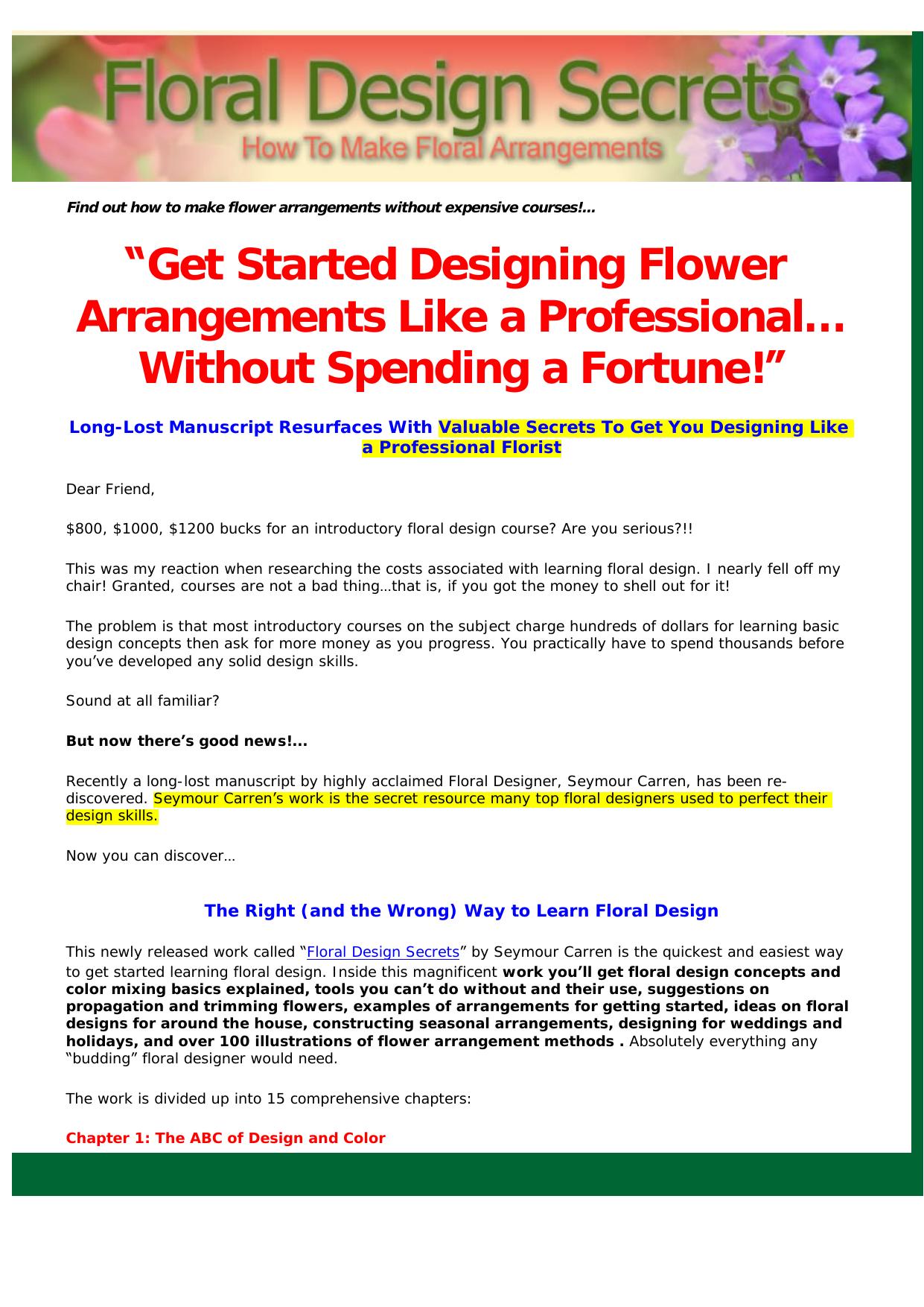 Floral Design Secrets. by Best of Kuszter's Collection