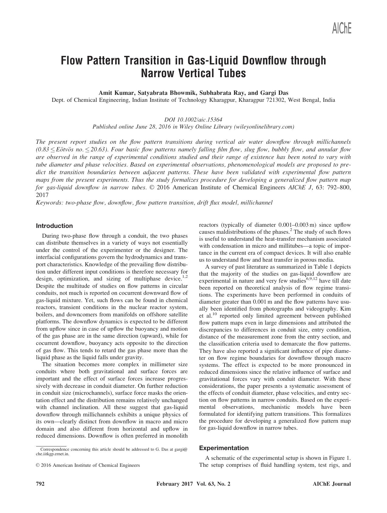 Flow Pattern Transition in Gas‐Liquid Downflow through Narrow Vertical Tubes by Unknown