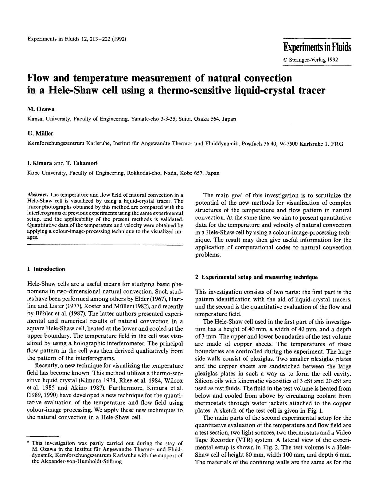 Flow and temperature measurement of natural convection in a Hele-Shaw cell using a thermo-sensitive liquid-crystal tracer by Unknown
