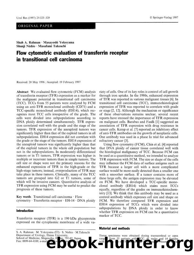 Flow cytometric evaluation of transferrin receptor in transitional cell carcinoma by Unknown