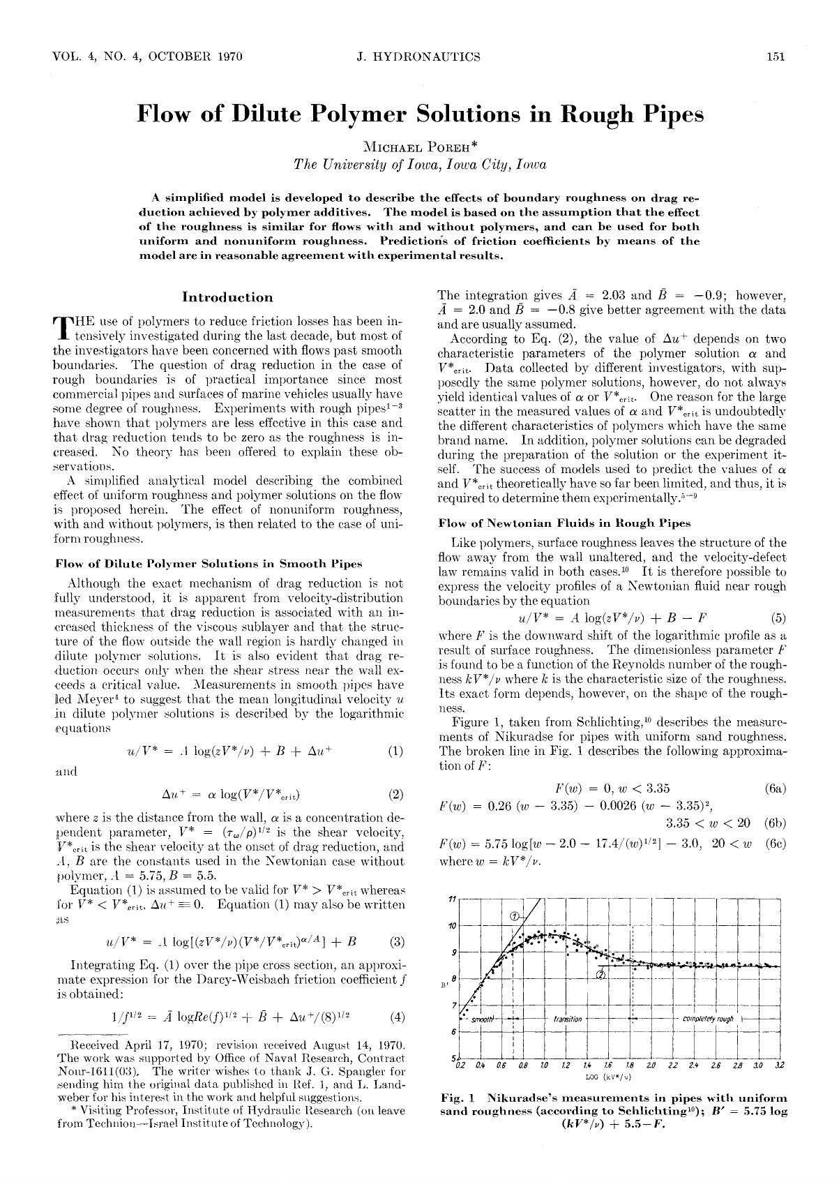 Flow of Dilute Polymer Solutions in Rough Pipes by Unknown