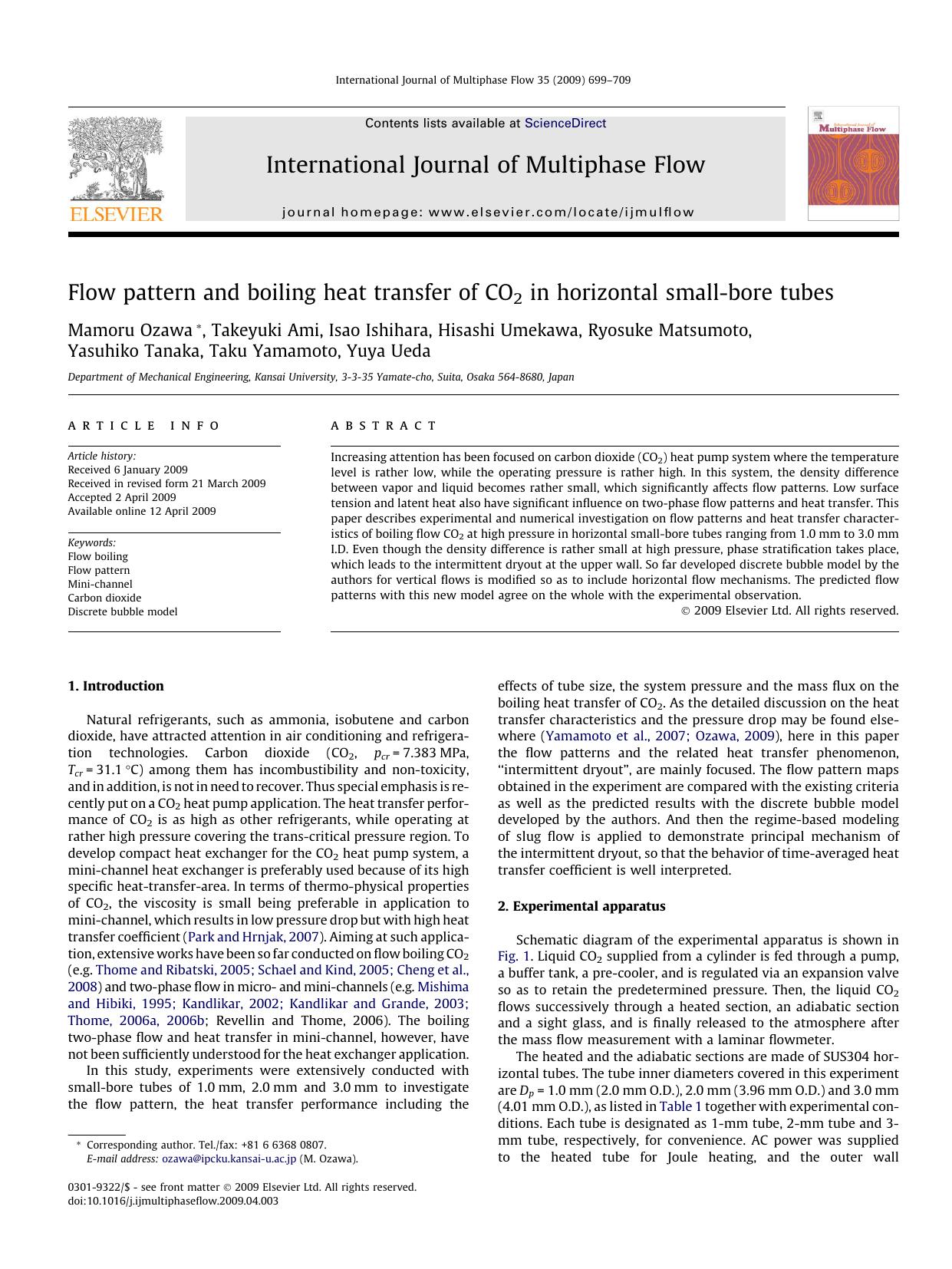Flow pattern and boiling heat transfer of CO2 in horizontal small-bore tubes by unknow