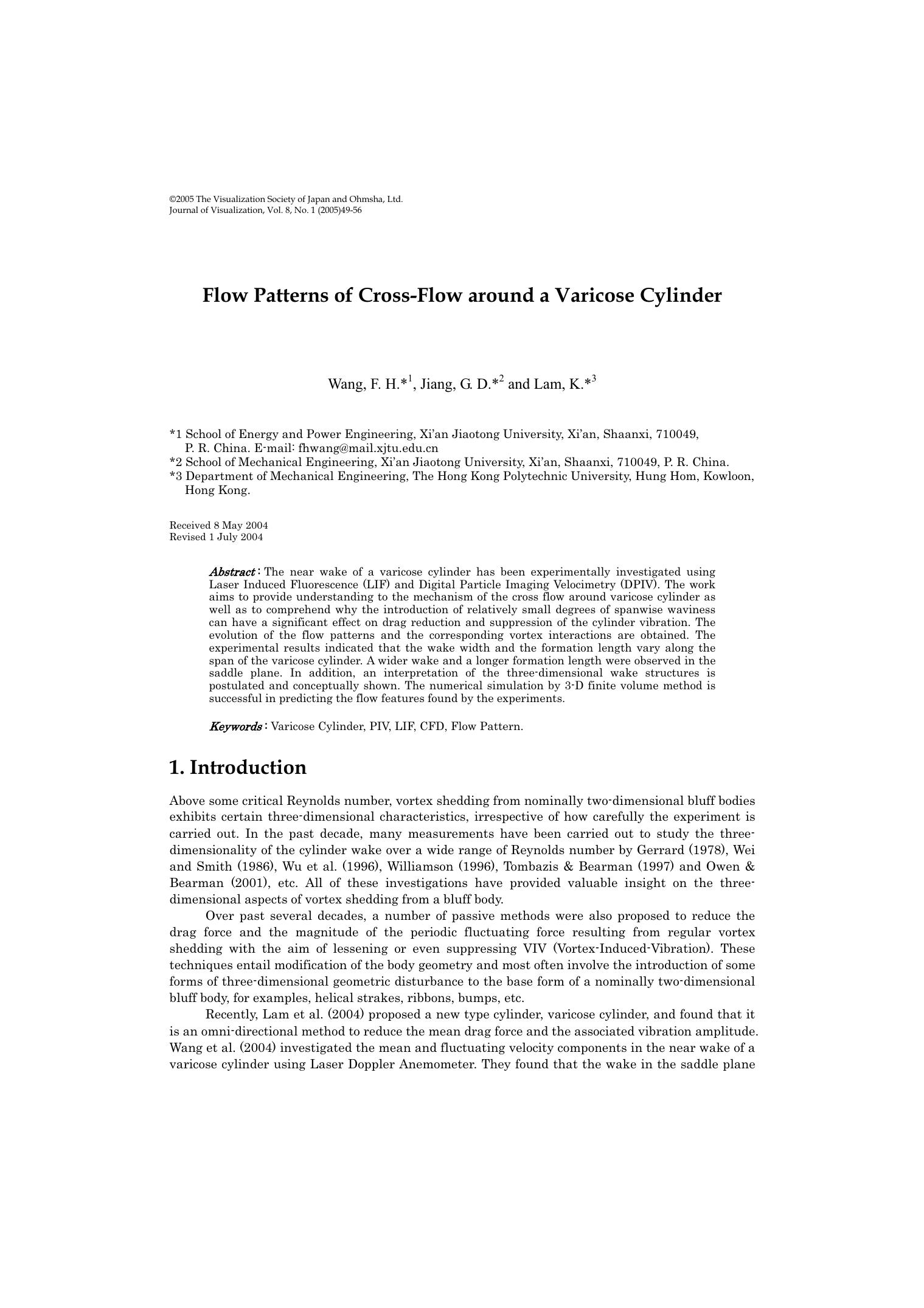 Flow patterns of cross-flow around a varicose cylinder by Unknown