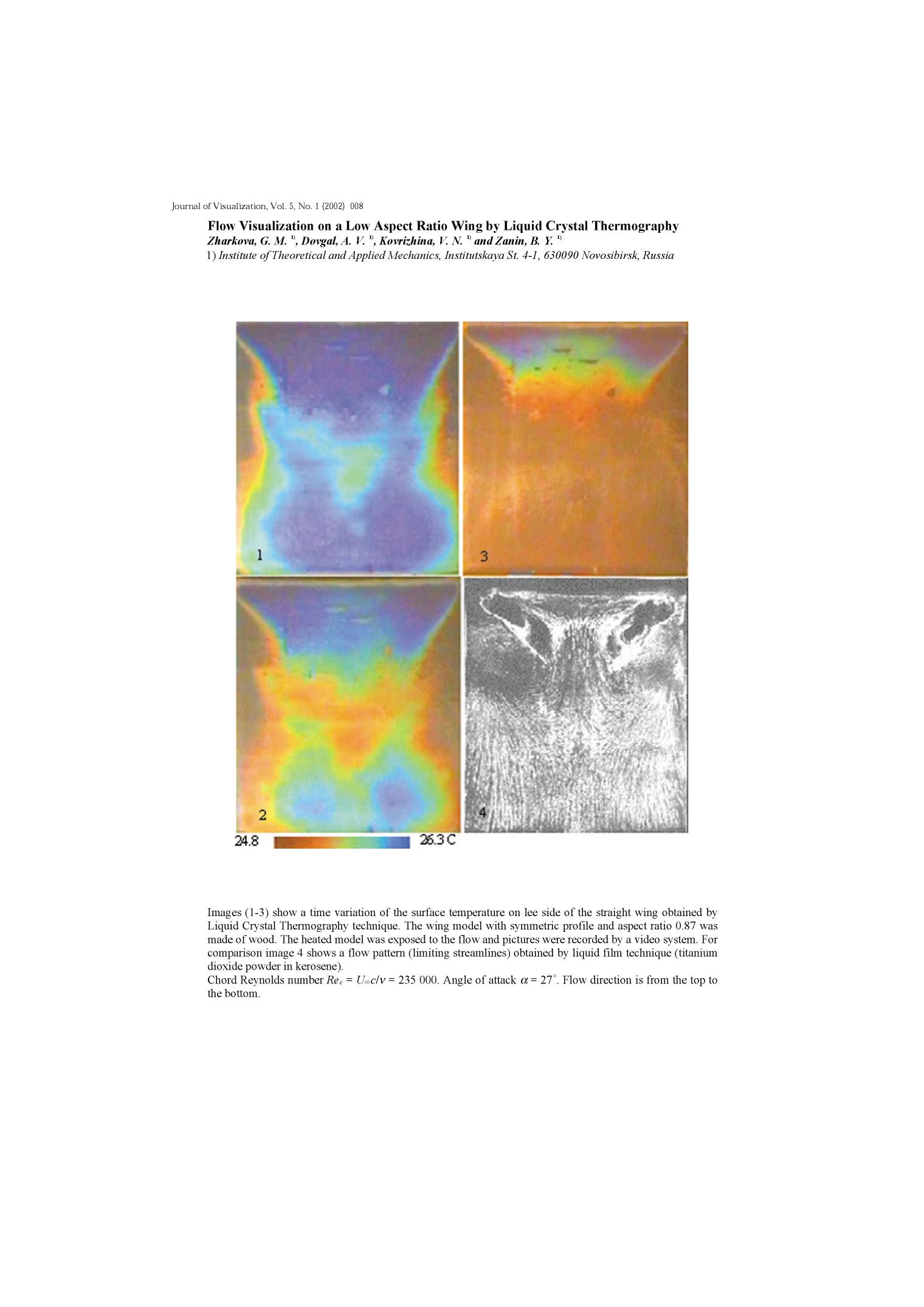 Flow visualization on a low aspect ratio wing by liquid crystal thermography by Unknown