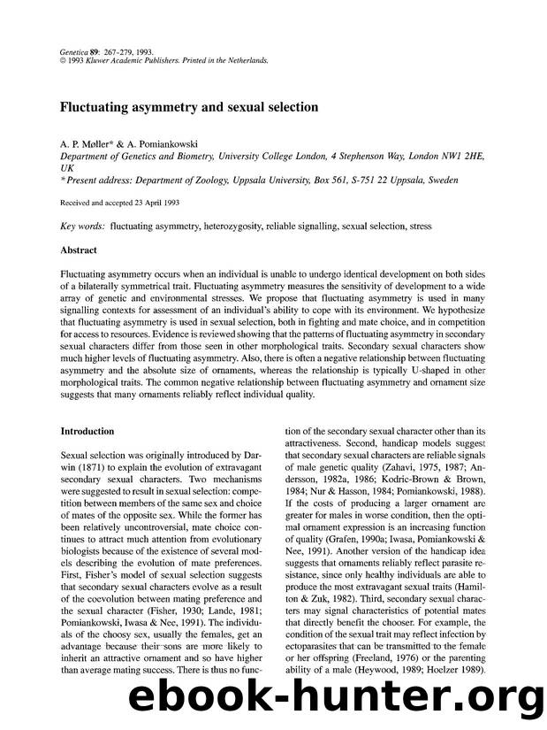 Fluctuating asymmetry and sexual selection by Unknown