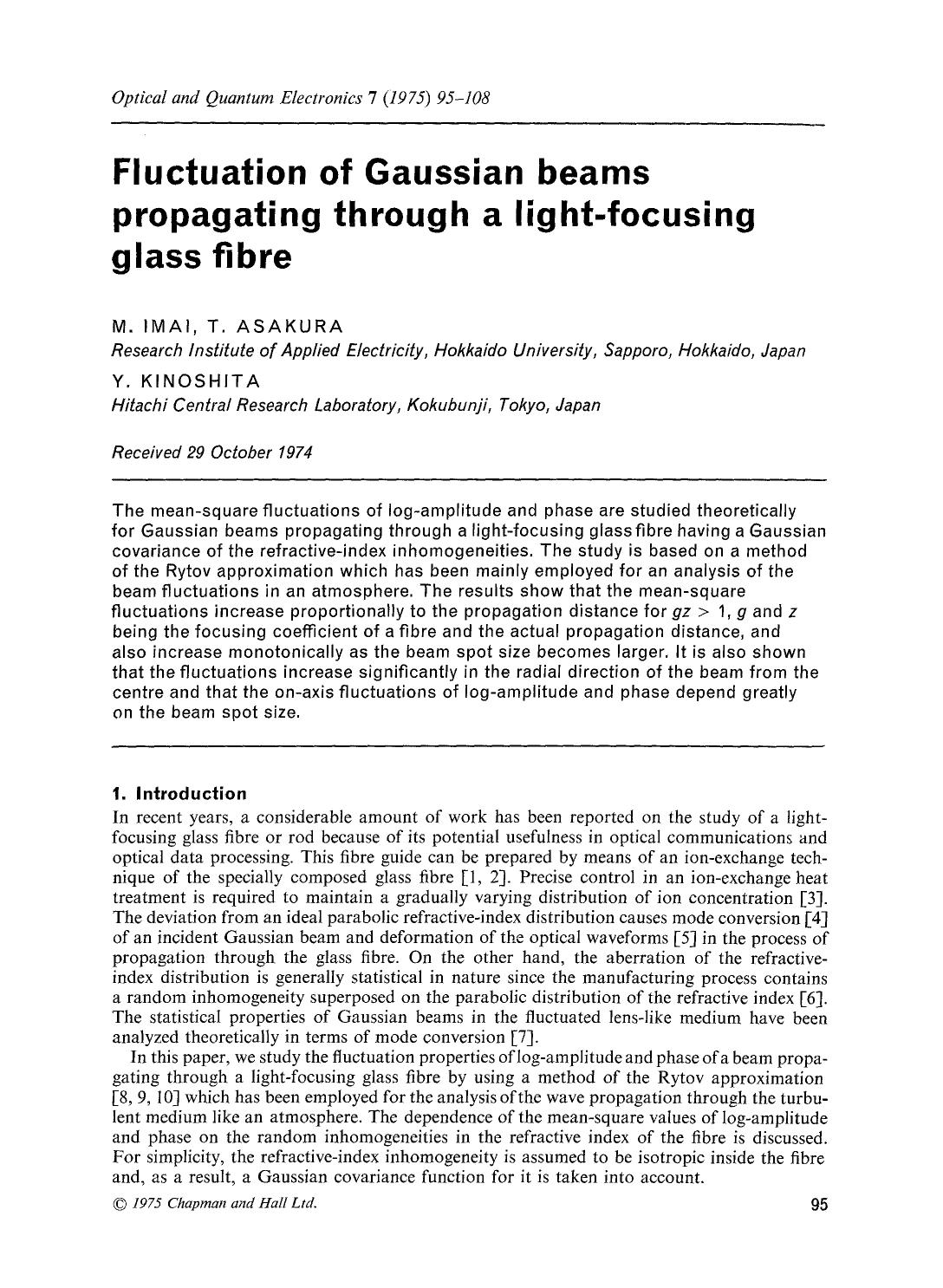 Fluctuation of Gaussian beams propagating through a light-focusing glass fibre by Unknown