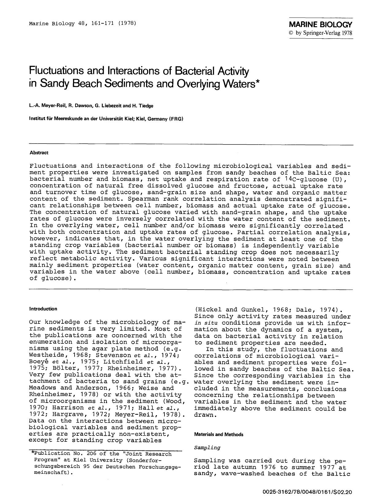 Fluctuations and interactions of bacterial activity in sandy beach sediments and overlying waters by Unknown