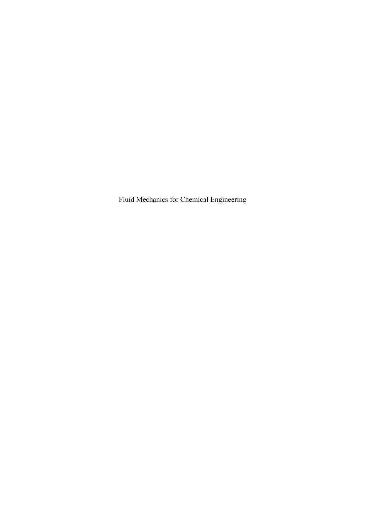 Fluid Mechanics for Chemical Engineering by Mathieu Mory(auth.)