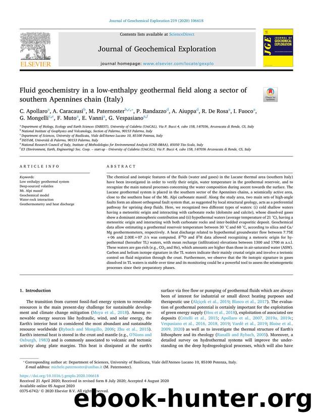 Fluid geochemistry in a low-enthalpy geothermal field along a sector of southern Apennines chain (Italy) by unknow