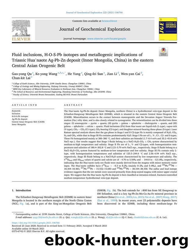 Fluid inclusions, H-O-S-Pb isotopes and metallogenic implications of Triassic Hua'naote Ag-Pb-Zn deposit (Inner Mongolia, China) in the eastern Central Asian Orogenic Belt by Gao-yong Qu & Ke-yong Wang & He Yang & Qing-fei Sun & Jian Li & Wen-yan Cai & Chun-kit Lai