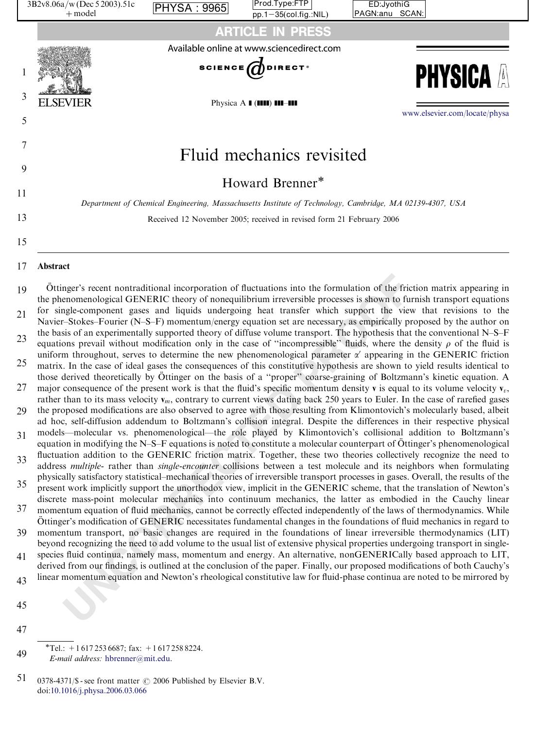 Fluid mechanics revisited by Brenner