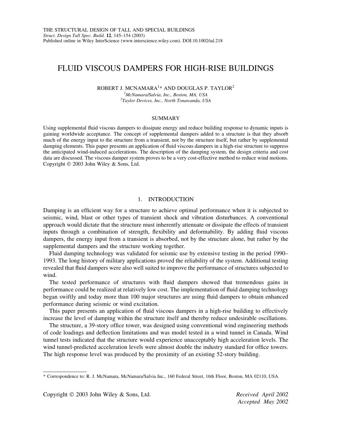 Fluid viscous dampers for high-rise buildings by Unknown