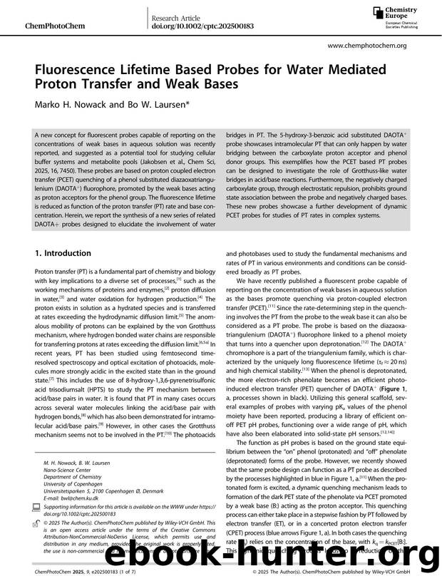 Fluorescence Lifetime Based Probes for Water Mediated Proton Transfer and Weak Bases by Marko H. Nowack & Bo W. Laursen