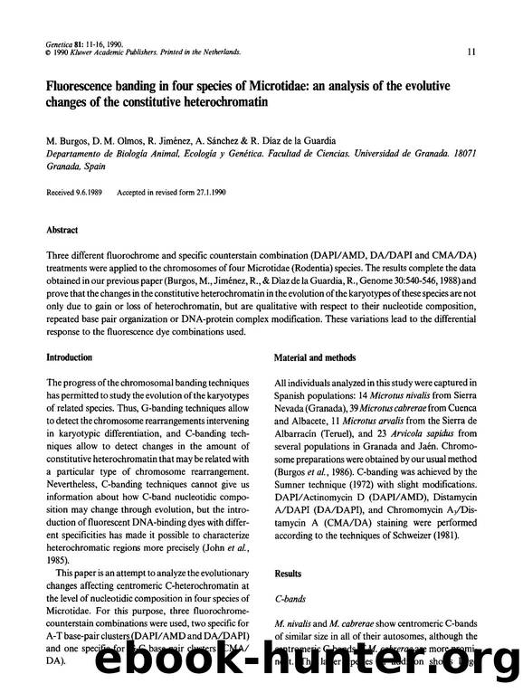 Fluorescence banding in four species of Microtidae: an analysis of the evolutive changes of the constitutive heterochromatin by Unknown