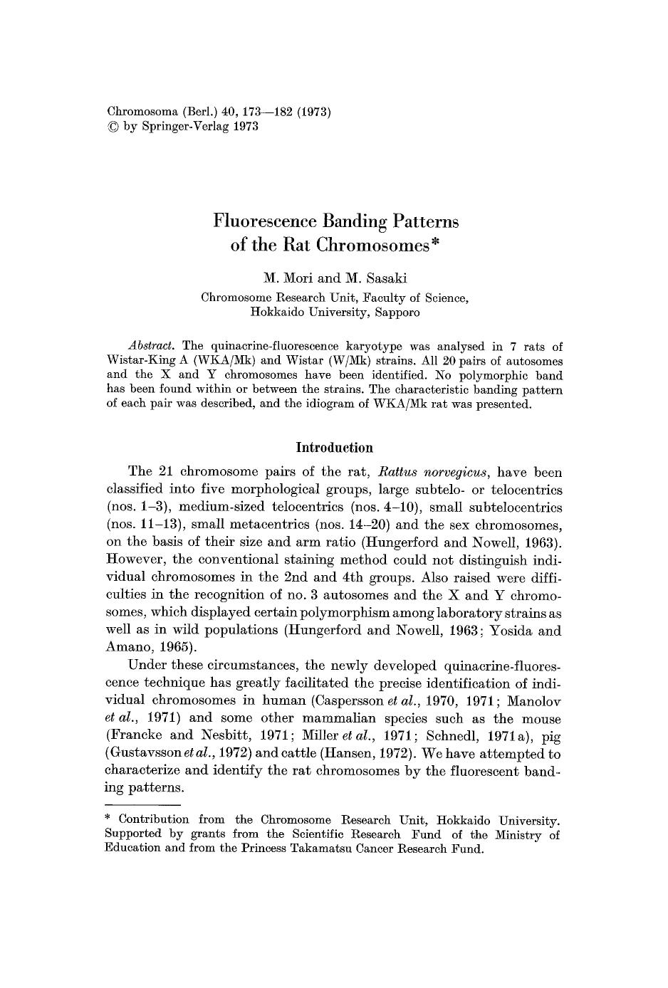 Fluorescence banding patterns of the rat chromosomes by Unknown