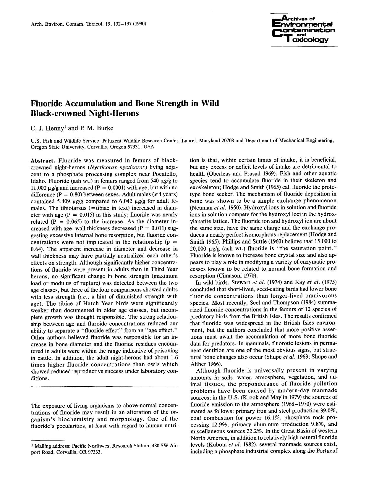 Fluoride accumulation and bone strength in wild black-crowned night-herons by Unknown