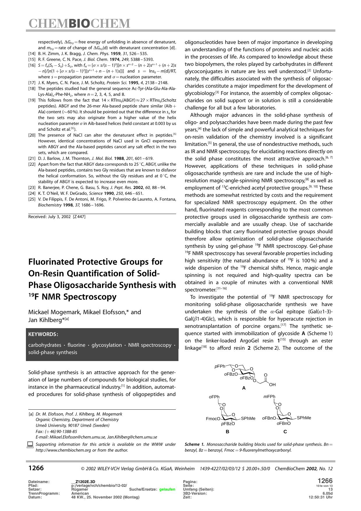 Fluorinated Protective Groups for On-Resin Quantification of Solid-Phase Oligosaccharide Synthesis with 19F NMR Spectroscopy by Unknown