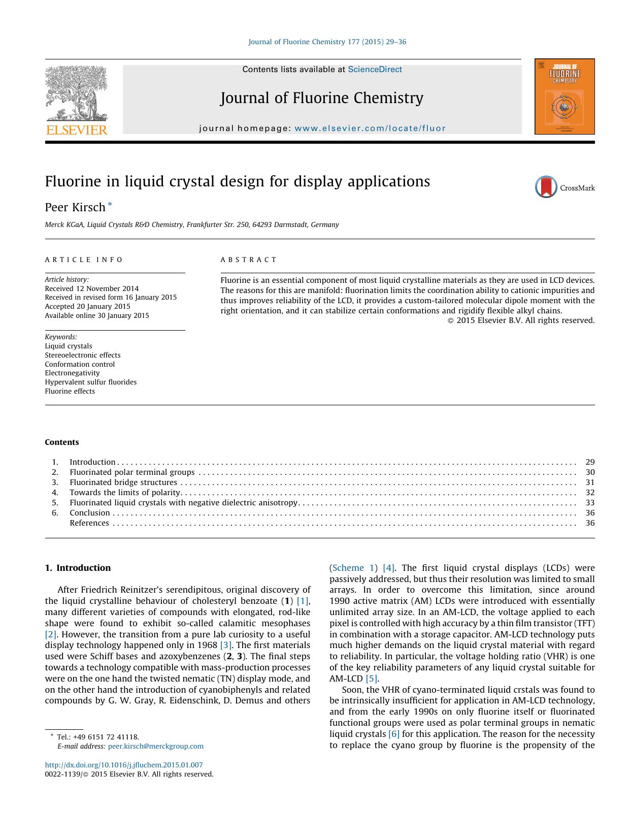 Fluorine in liquid crystal design for display applications by Peer Kirsch