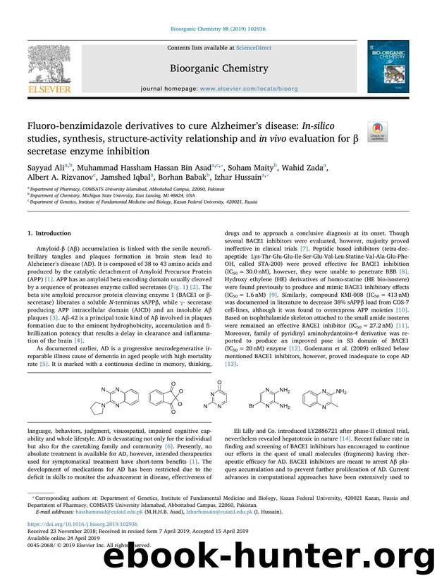 Fluoro-benzimidazole derivatives to cure Alzheimerâs disease_ In-silico studies, synthesis, structure-activity relationship and in vivo evaluation for Î² secretase enzyme inhibition by unknow