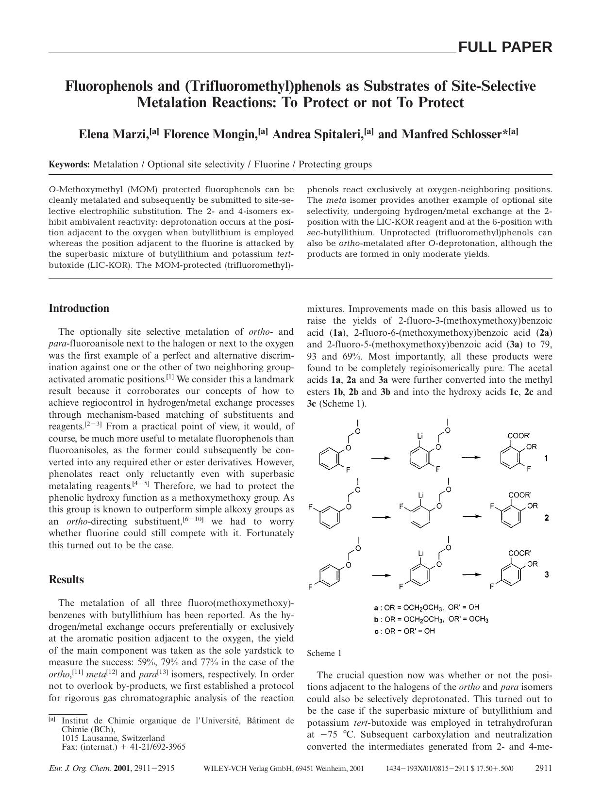 Fluorophenols and (Trifluoromethyl)phenols as Substrates of Site-Selective Metalation Reactions: To Protect or not To Protect by Unknown