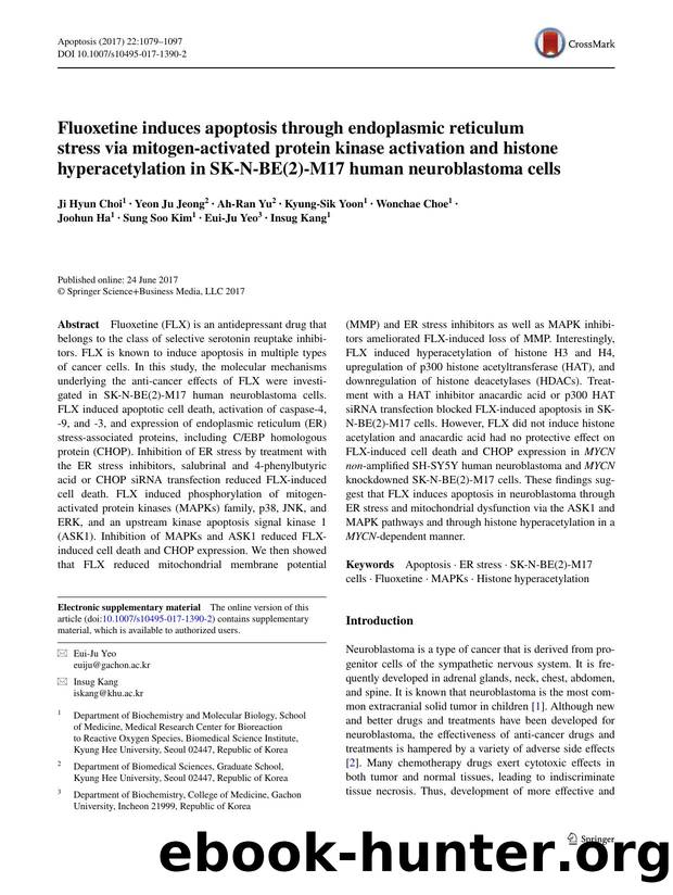 Fluoxetine induces apoptosis through endoplasmic reticulum stress via mitogen-activated protein kinase activation and histone hyperacetylation in SK-N-BE(2)-M17 human neuroblastoma cells by Ji Hyun Choi