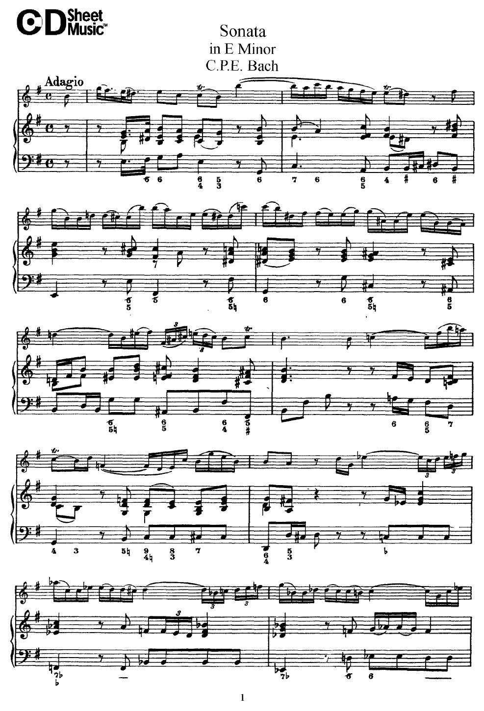 Flute Solos: C.P.E. Bach, Score by WBaxley Music Subito Music Corp & Stephens Pub. Co