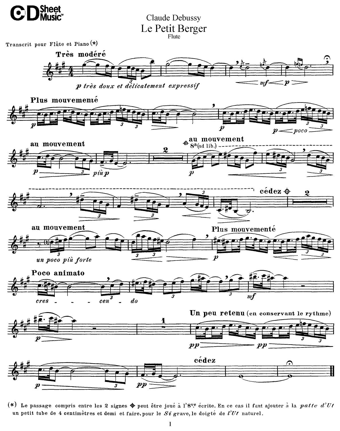 Flute Solos: Debussy - Part by WBaxley Music Subito Music Corp & Stephens Pub. Co