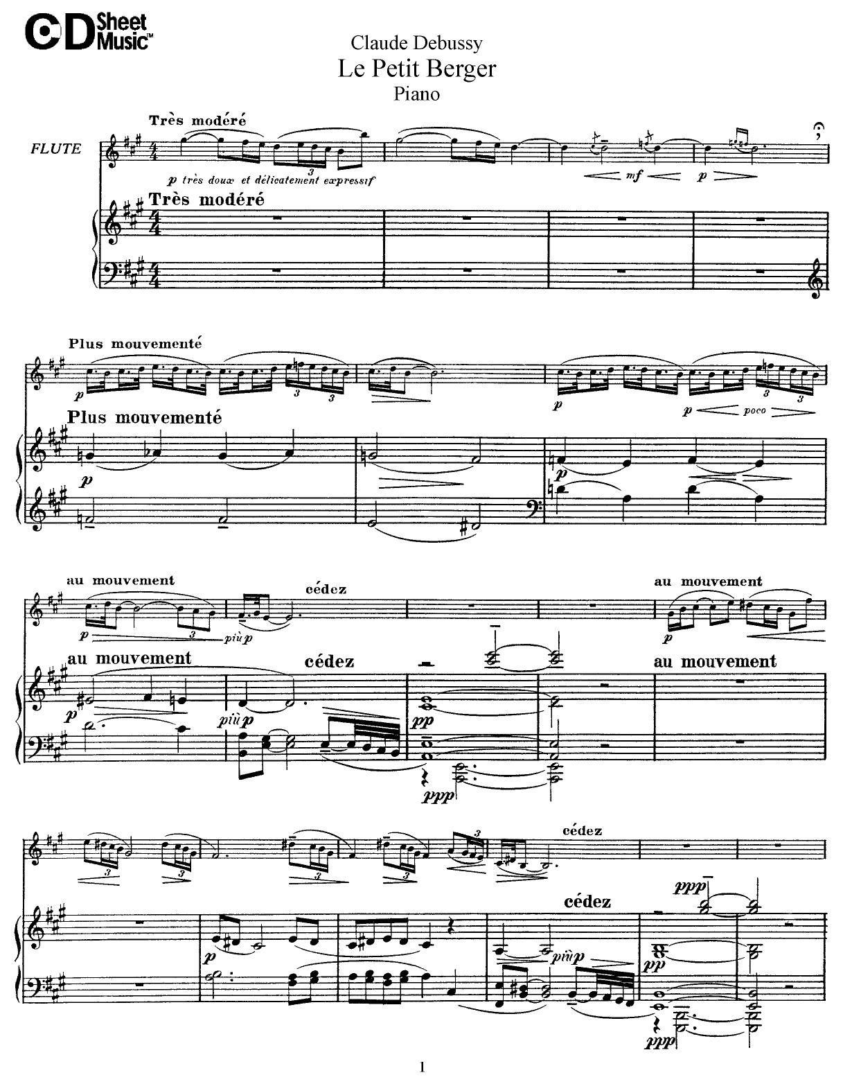 Flute Solos: Debussy - Score by WBaxley Music Subito Music Corp & Stephens Pub. Co