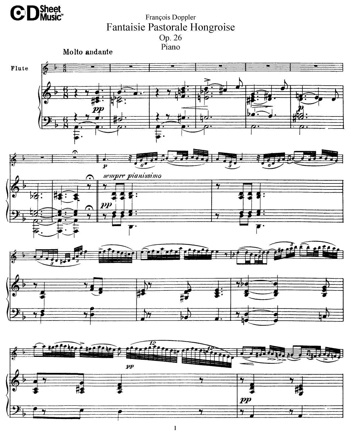 Flute Solos: Doppler, Op.26 - Score by WBaxley Music Subito Music Corp & Stephens Pub. Co