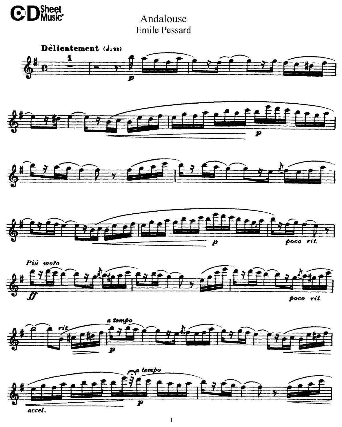 Flute Solos: Emile Pessard - Part by WBaxley Music Subito Music Corp & Stephens Pub. Co