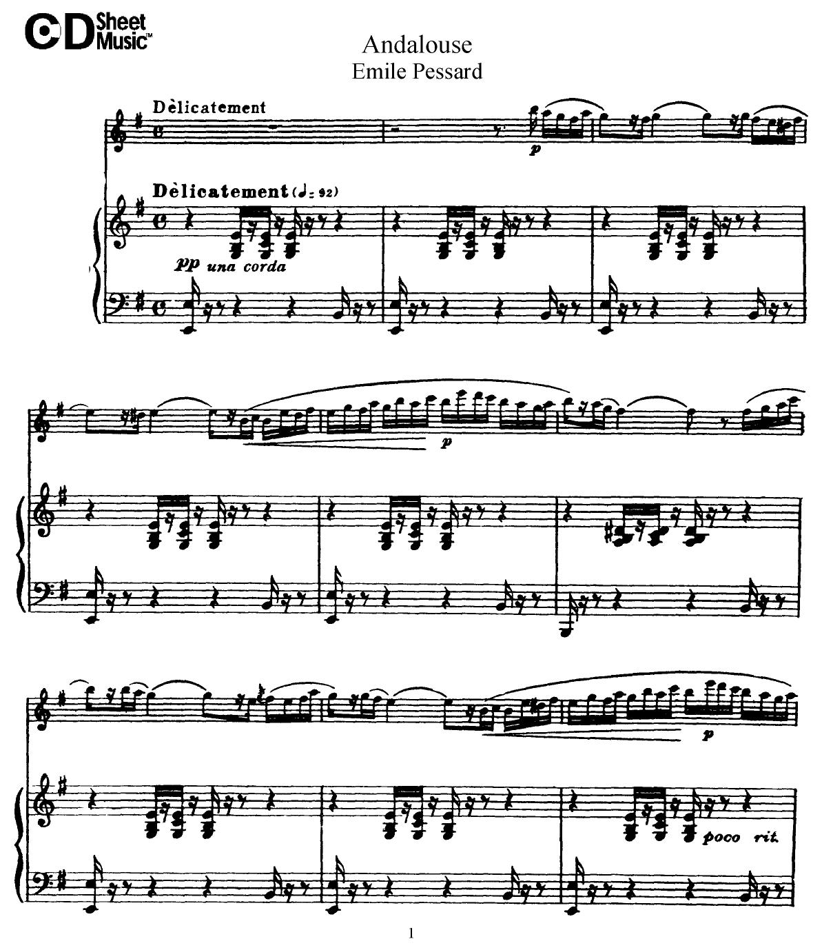 Flute Solos: Emile Pessard - Score by WBaxley Music Subito Music Corp & Stephens Pub. Co